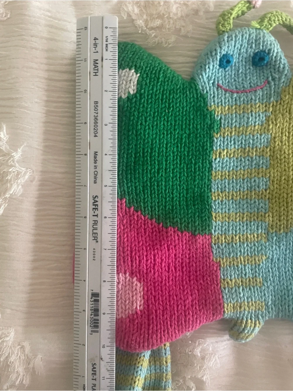 Blabla Hand Knit Colorblock Butterfly Plush Toy - Multicolor, collectible.